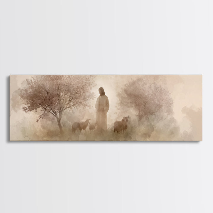 Blossoms Of Peace – Framed Canvas Print – Panoramic Print – Christian Art Canvas – Christian Wall Art – Jesus Painting – Christian Gift
