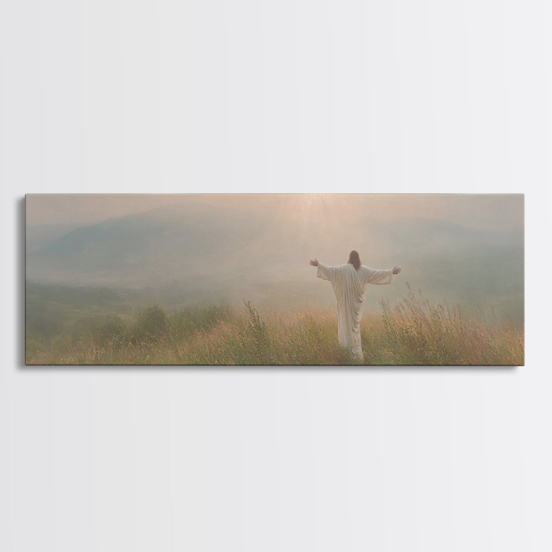 Crowned In Sunrise | Framed Canvas Print | Christian Wall Art | Jesus Painting | Panoramic Print | Christian Art Canvas | Christmas Art Wor