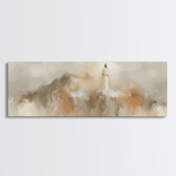Gathered In Faith, Framed Canvas Print, Christian Wall Art, Jesus Painting, Panoramic Painting, Christian Art Canvas, Christian Art Print,