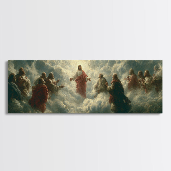 Sacred Mountain Light - Framed Canvas Print - Christian Wall Art - Jesus Painting - Panoramic Frame - Christian Art Canvas - Christian Chri