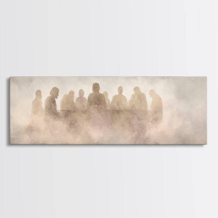 Upper Room Silence, Framed Canvas Print, Christian Wall Art, Panoramic Frame, Christian Art Canvas, Jesus Painting, Large Christian Paintin