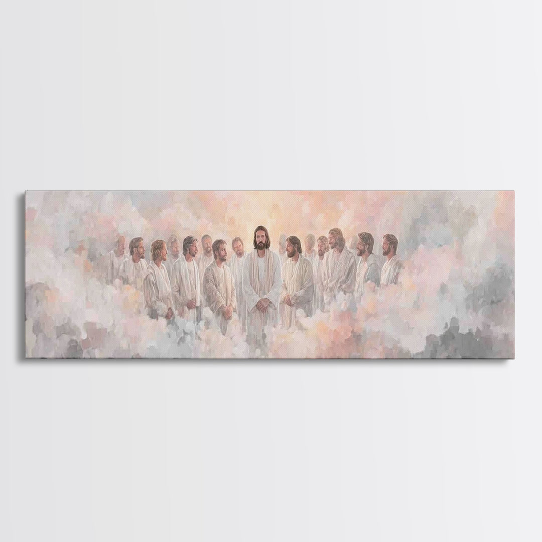 Celestial Assembly – Framed Canvas Print – Christian Wall Art – Panoramic Painting – Jesus Painting – Christian Art Canvas – Large Christia