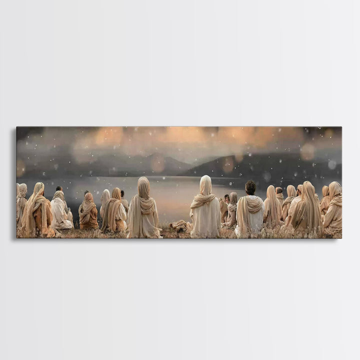 Twilight Disciples | Framed Canvas Print | Christian Wall Art | Panoramic Print | Jesus Painting | Christian Art Canvas | Moody Christian A