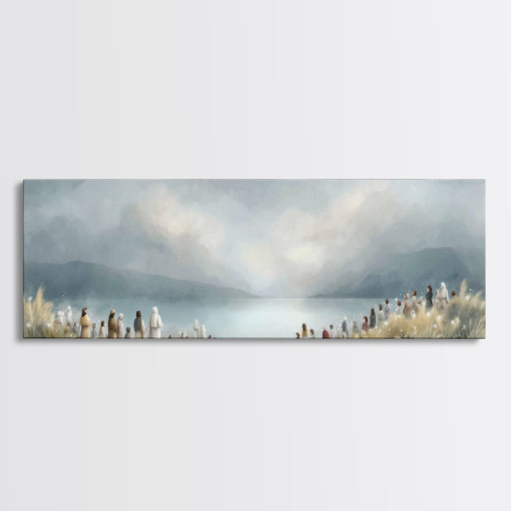 The Gathering Light – Framed Canvas Print – Christian Wall Art – Panoramic Art – Christian Art Canvas – Jesus Painting – Christian Decor