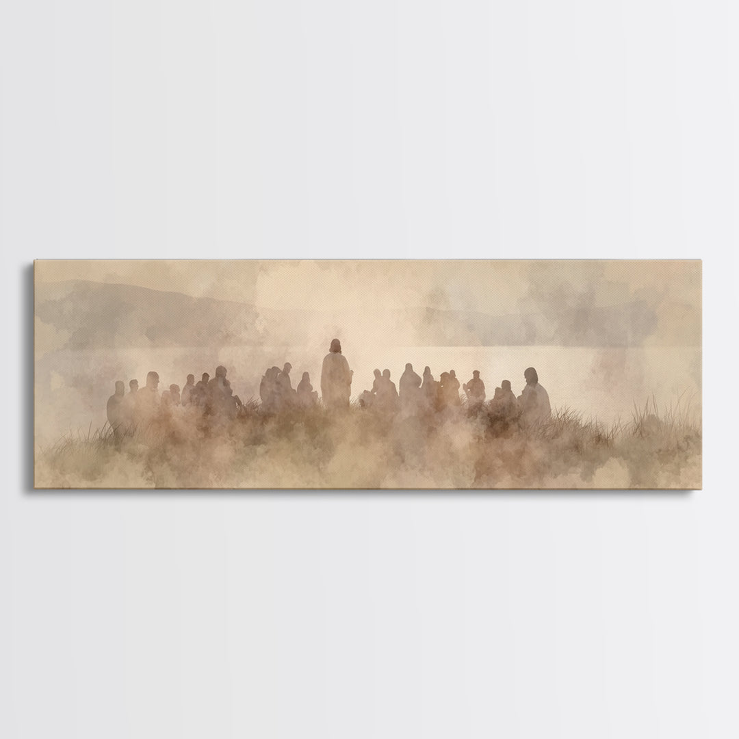 Quiet Hillside Grace | Framed Canvas Print | Christian Art | Panoramic Wall Art | Jesus Canvas Art | Christian Paintings | Christmas Art