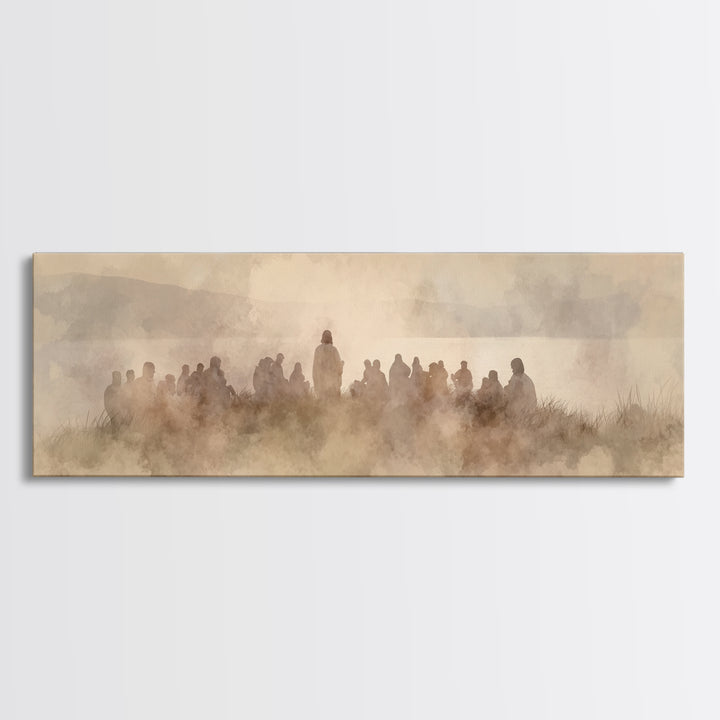 Quiet Hillside Grace | Framed Canvas Print | Christian Art | Panoramic Wall Art | Jesus Canvas Art | Christian Paintings | Christmas Art