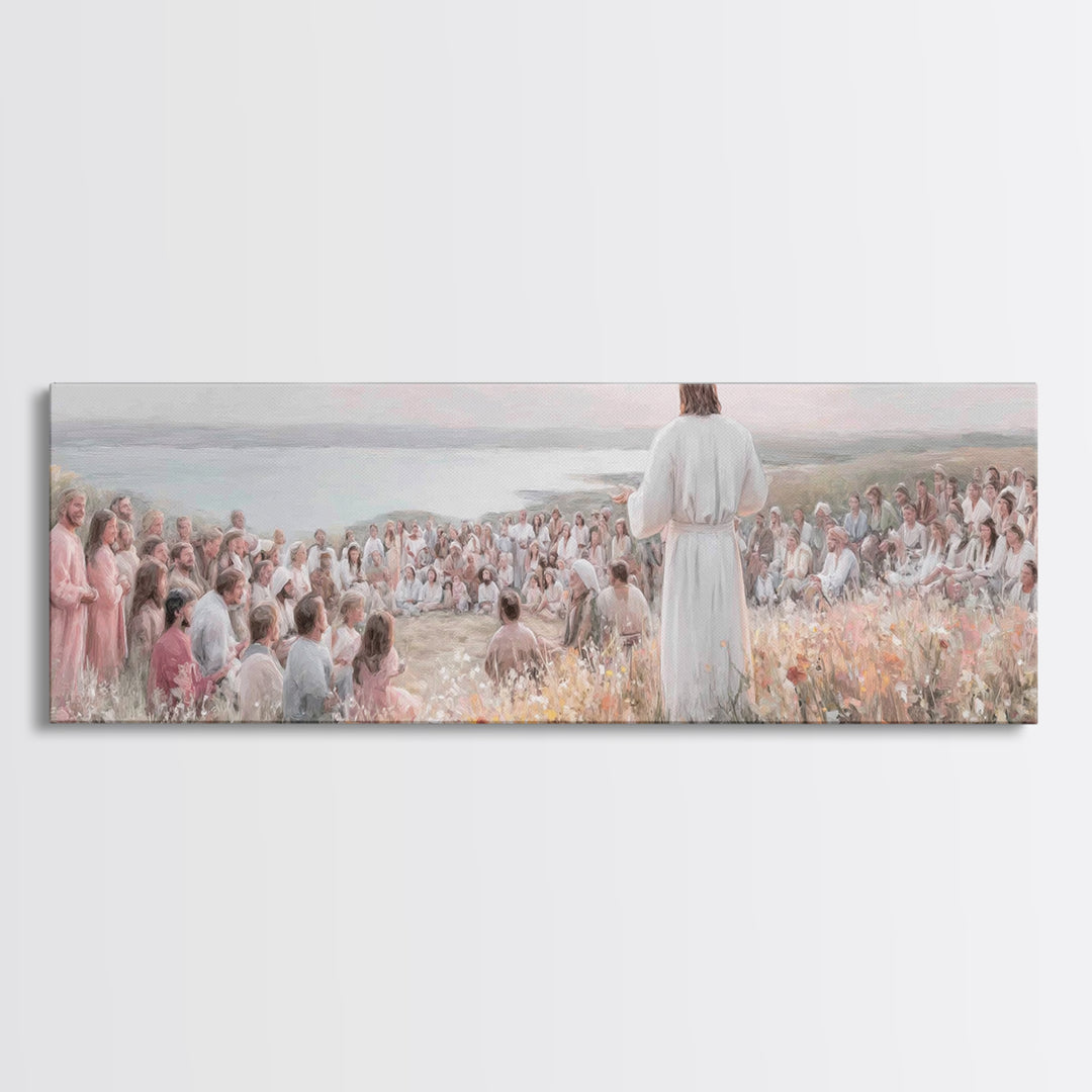 Dawn Of Mercy, Framed Canvas Print, Christian Painting, Panoramic Print, Modern Christian Art, Jesus Wall Art, Christian Christmas