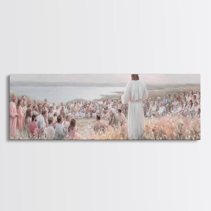 Dawn Of Mercy, Framed Canvas Print, Christian Painting, Panoramic Print, Modern Christian Art, Jesus Wall Art, Christian Christmas