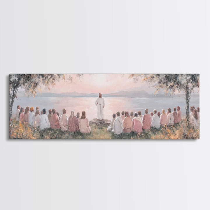 Twilight Of Blessings | Framed Canvas Print | Christian Art Work | Panoramic Art | Jesus Painting Canvas | Christian Christmas Decor | Chri