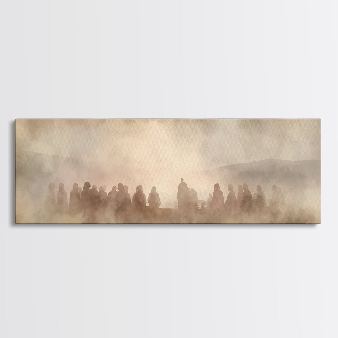 Circle Of Peace, Framed Canvas Print, Christian Decor For Home, Panoramic Painting, Jesus Art Print, Christian Art Canvas, Christmas Art