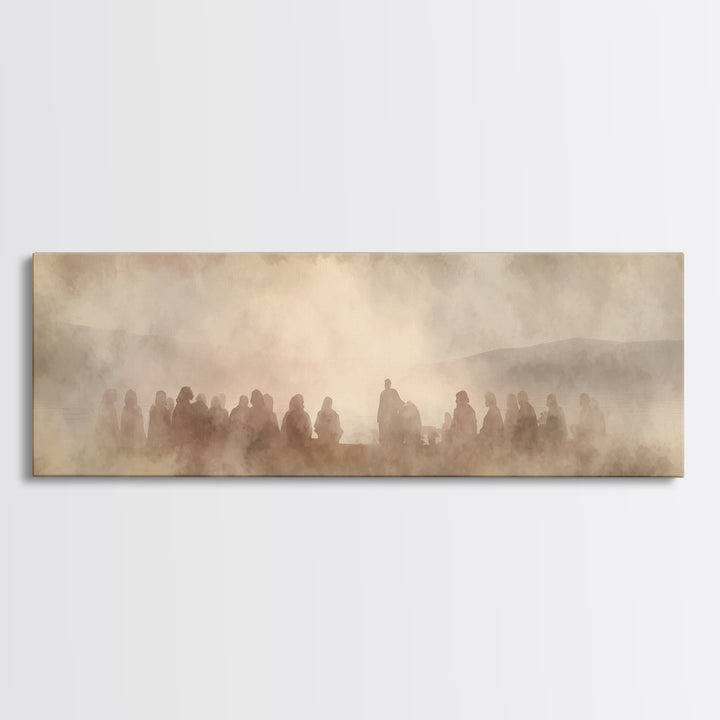 Circle Of Peace, Framed Canvas Print, Christian Decor For Home, Panoramic Painting, Jesus Art Print, Christian Art Canvas, Christmas Art