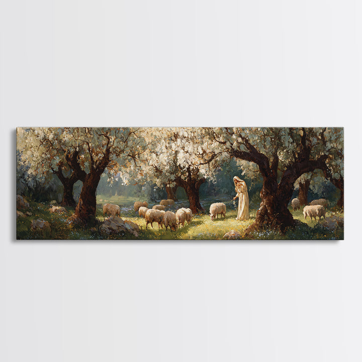 Blossoms Of Guidance | Framed Canvas Print | Panoramic Painting | Christian Art | Jesus Canvas Art | Christian Wall Art | Christian Gift