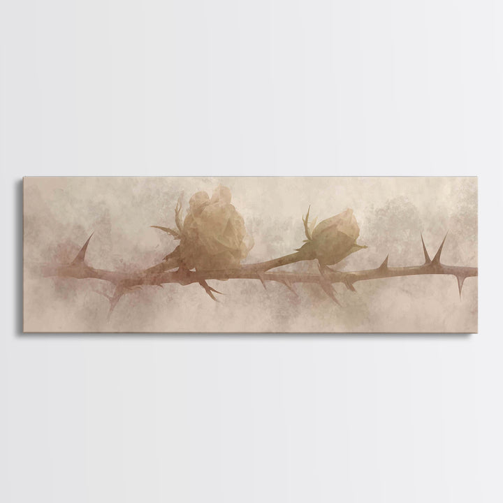 Thorned Mercy Path, Framed Canvas Print, Panoramic Wall Art, Christian Art Canvas, Christian Painting, Modern Christian Art, Christian Wall