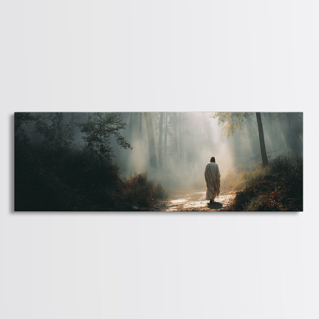 Glory In The Mist | Framed Canvas Print | Panoramic Art | Christian Art Work | Jesus Painting | Christian Christmas Art | Christian Wall Ar
