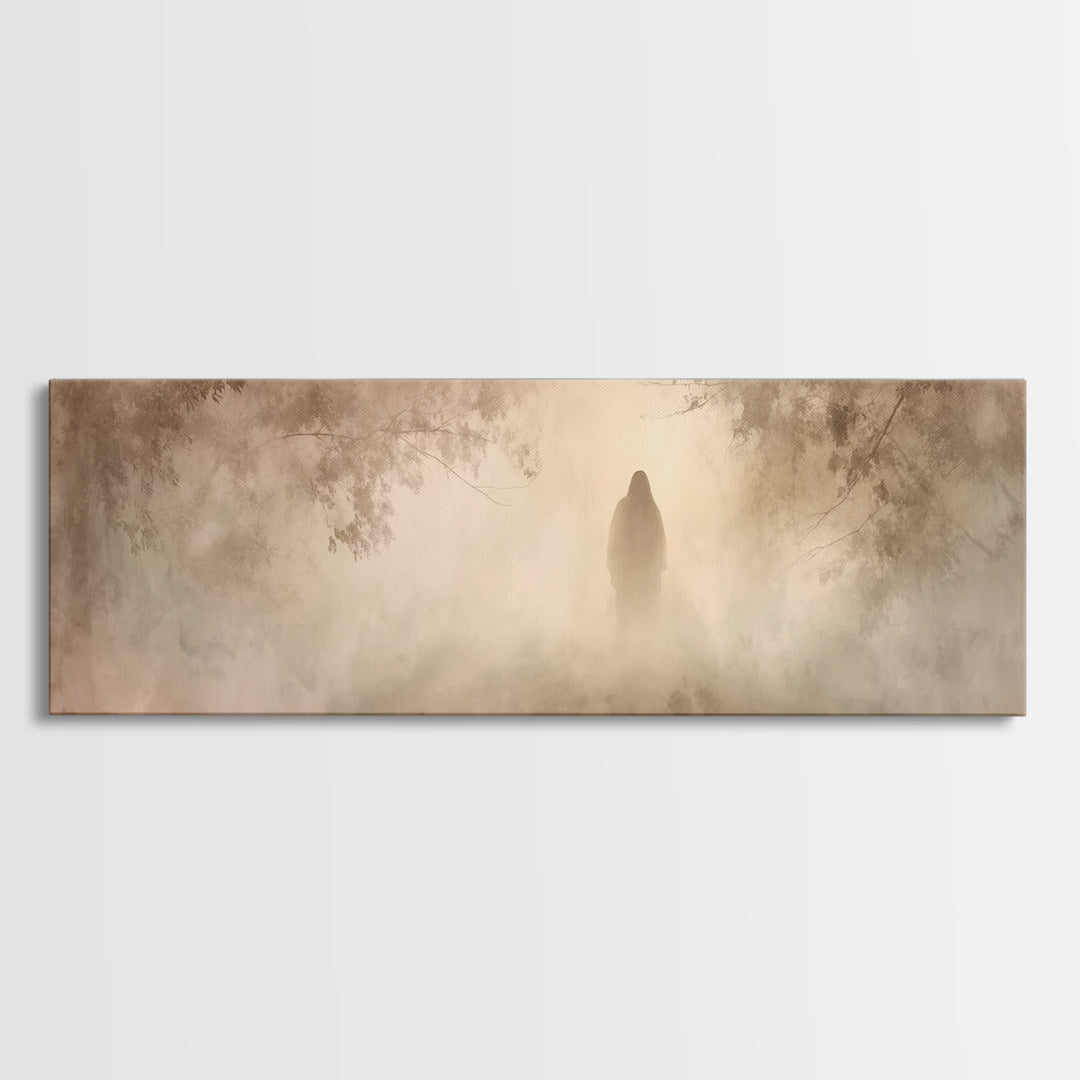 Radiant Stillness – Framed Canvas Print – Panoramic Painting – Christian Art – Jesus Painting – Christian Wall Art – Christmas Art
