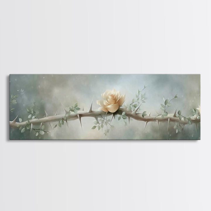 Risen Rose Light | Framed Canvas Print | Panoramic Painting | Christian Art Print | Christian Wall Art | Subtle Christian Art | Christian D