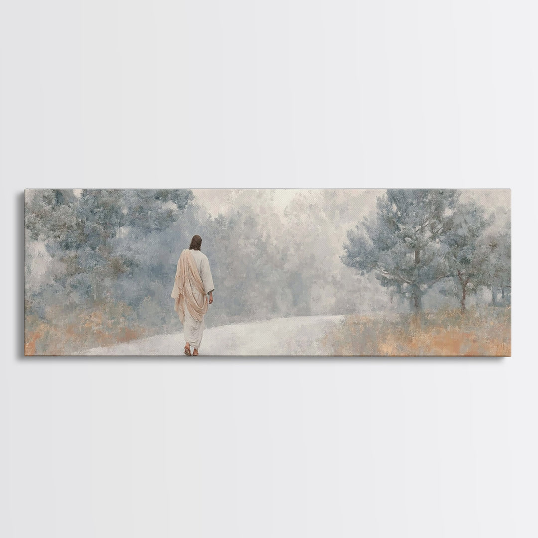 Walk Of Promise, Framed Canvas Print, Panoramic Print, Christian Art Canvas, Jesus Painting, Christian Christmas Art, Christian Decor