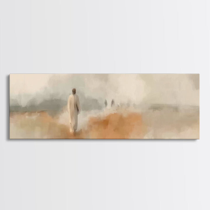 Grace In The Mist | Framed Canvas Print | Panoramic Wall Art | Christian Art Print | Jesus Painting | Christian Decorations | Christmas Art