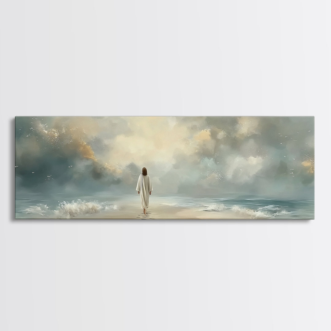 Dawn Of Mercy | Framed Canvas Print | Panoramic Frame | Christian Art Canvas | Jesus Painting | Christian Christmas Art | Christian Decor