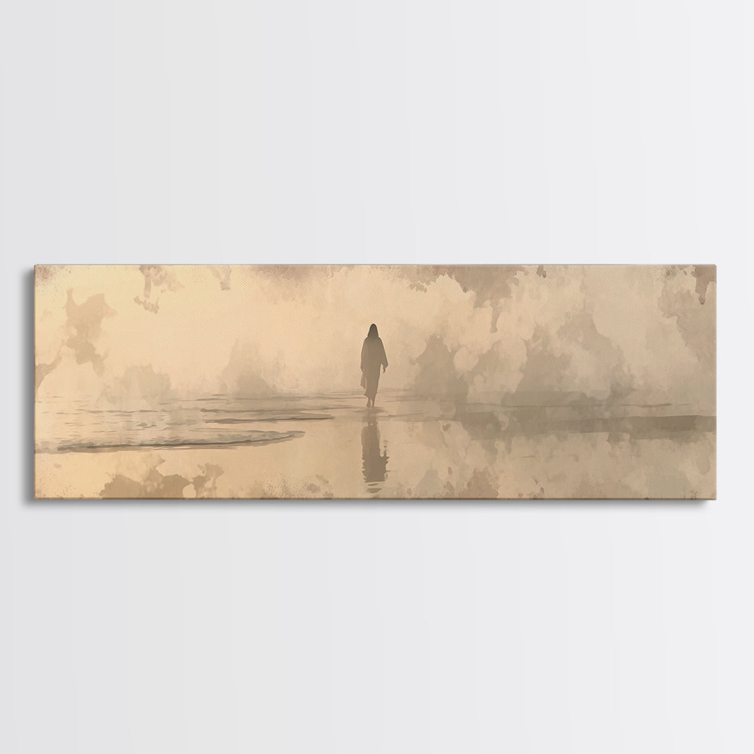 Desert Dawn Path – Framed Canvas Print – Christian Wall Art – Jesus Painting – Panoramic Art – Christian Art Canvas – Christmas Art