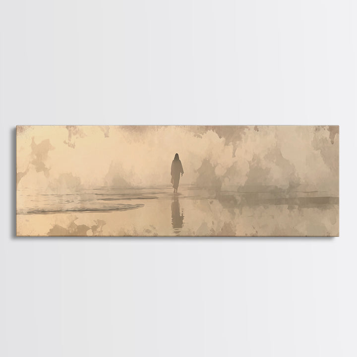 Desert Dawn Path – Framed Canvas Print – Christian Wall Art – Jesus Painting – Panoramic Art – Christian Art Canvas – Christmas Art