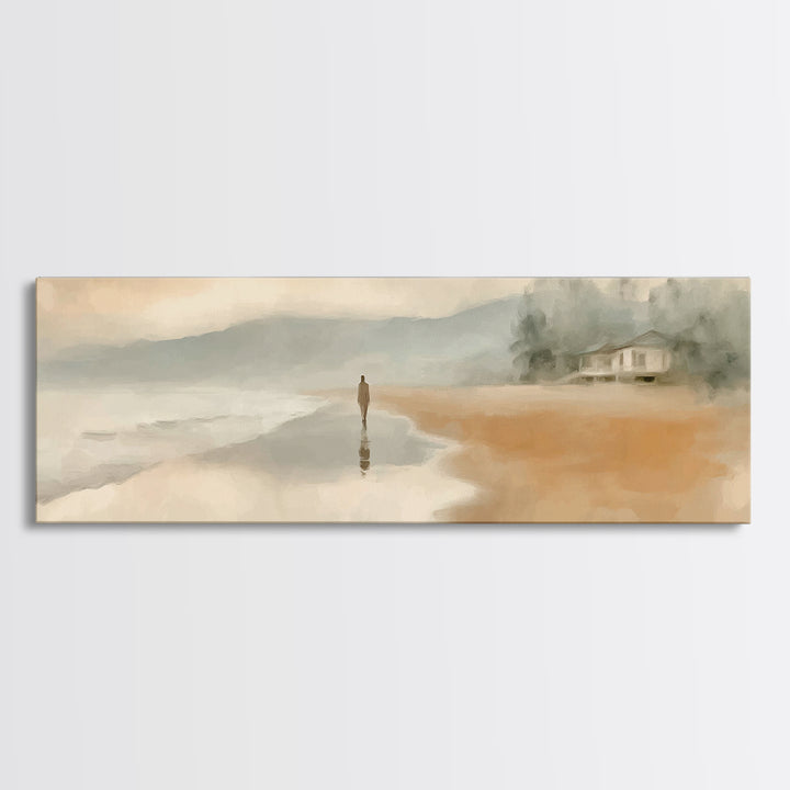 Quiet Coastal Grace | Framed Canvas Print | Christian Art Canvas | Jesus Painting | Panoramic Painting | Christian Wall Art | Christmas Art