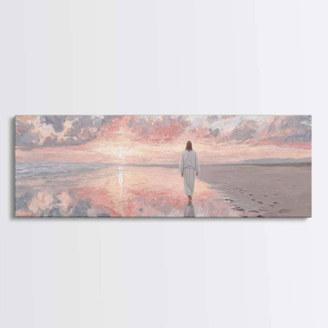 Solitude Of Faith – Framed Canvas Print – Christian Art Canvas – Jesus Painting – Panoramic Frame – Christian Wall Art – Christmas Art
