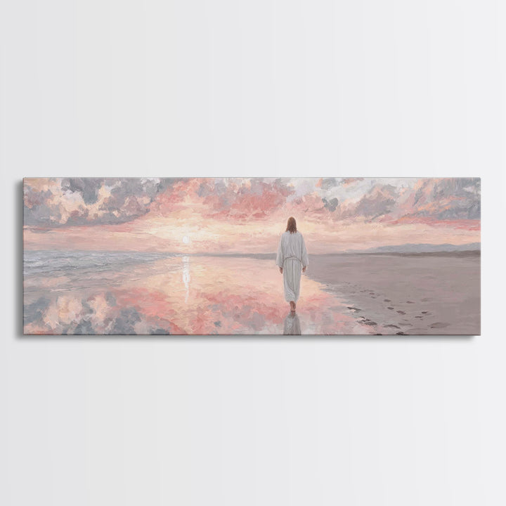 Solitude Of Faith – Framed Canvas Print – Christian Art Canvas – Jesus Painting – Panoramic Frame – Christian Wall Art – Christmas Art