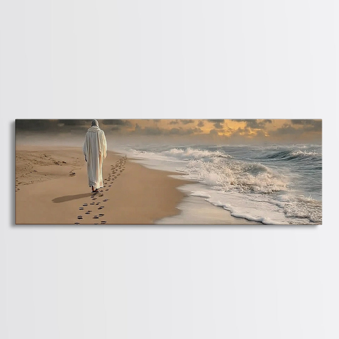 Steps Of Hope, Framed Canvas Print, Jesus Painting, Christian Wall Art, Panoramic Wall Art, Christian Art Canvas, Christmas Art