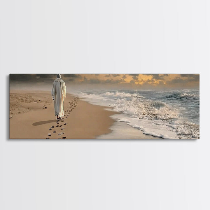 Steps Of Hope, Framed Canvas Print, Jesus Painting, Christian Wall Art, Panoramic Wall Art, Christian Art Canvas, Christmas Art