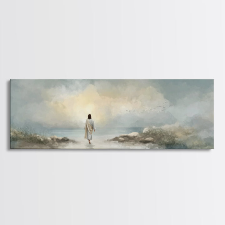 Beacon Of Dawn – Framed Canvas Print – Panoramic Art – Christian Wall Art – Christian Art Canvas – Jesus Painting – Christian Christmas Art