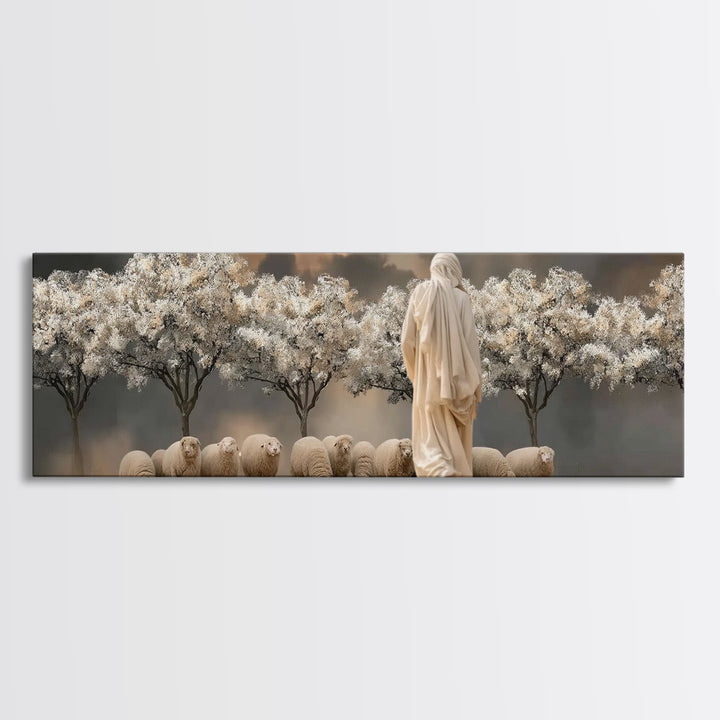 Twilight Orchard Calling | Framed Canvas Print | Panoramic Print | Christian Art Canvas | Christian Wall Art | Jesus Painting | Christmas A