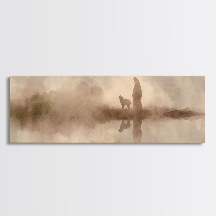Desert Light Walk – Framed Canvas Print – Christian Wall Art – Panoramic Painting – Jesus Art Canvas – Christian Art Print – Christmas Wall