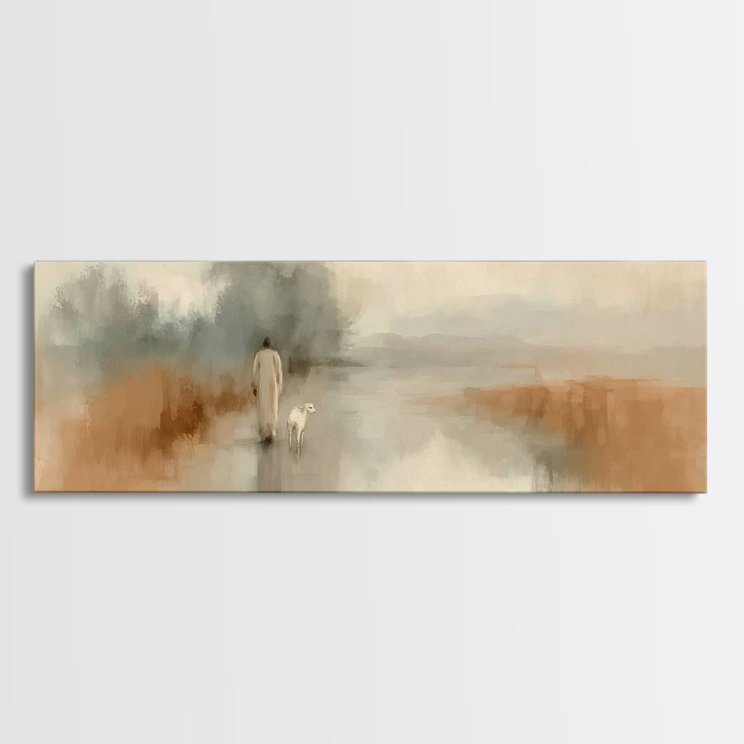 Quiet Journey Home – Framed Canvas Print – Panoramic Art – Christian Wall Art – Jesus Painting – Christian Christmas Art – Christian Decor