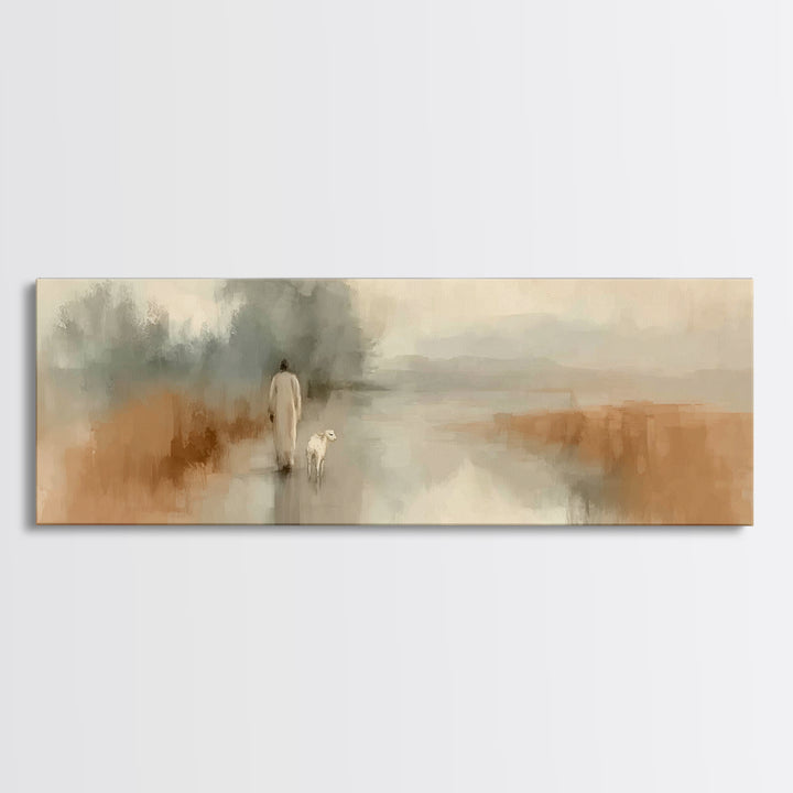 Quiet Journey Home – Framed Canvas Print – Panoramic Art – Christian Wall Art – Jesus Painting – Christian Christmas Art – Christian Decor