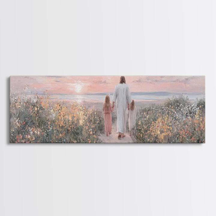 Walk In The Light – Framed Canvas Print – Panoramic Print – Jesus Painting – Christian Art Canvas – Christian Wall Art – Christian Gift Ide