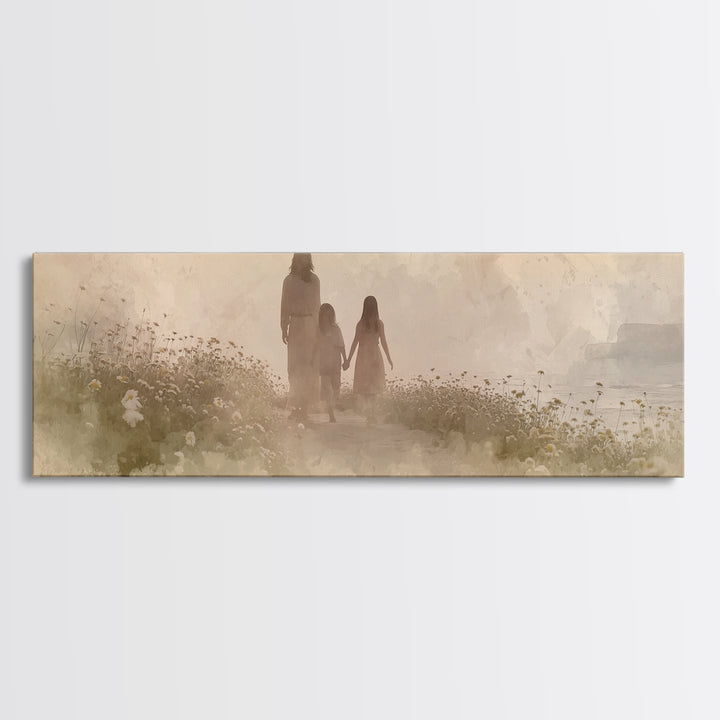 Ocean Ridge Blessing | Framed Canvas Print | Panoramic Painting | Christian Art Canvas | Jesus Painting | Christian Wall Art | Christian De