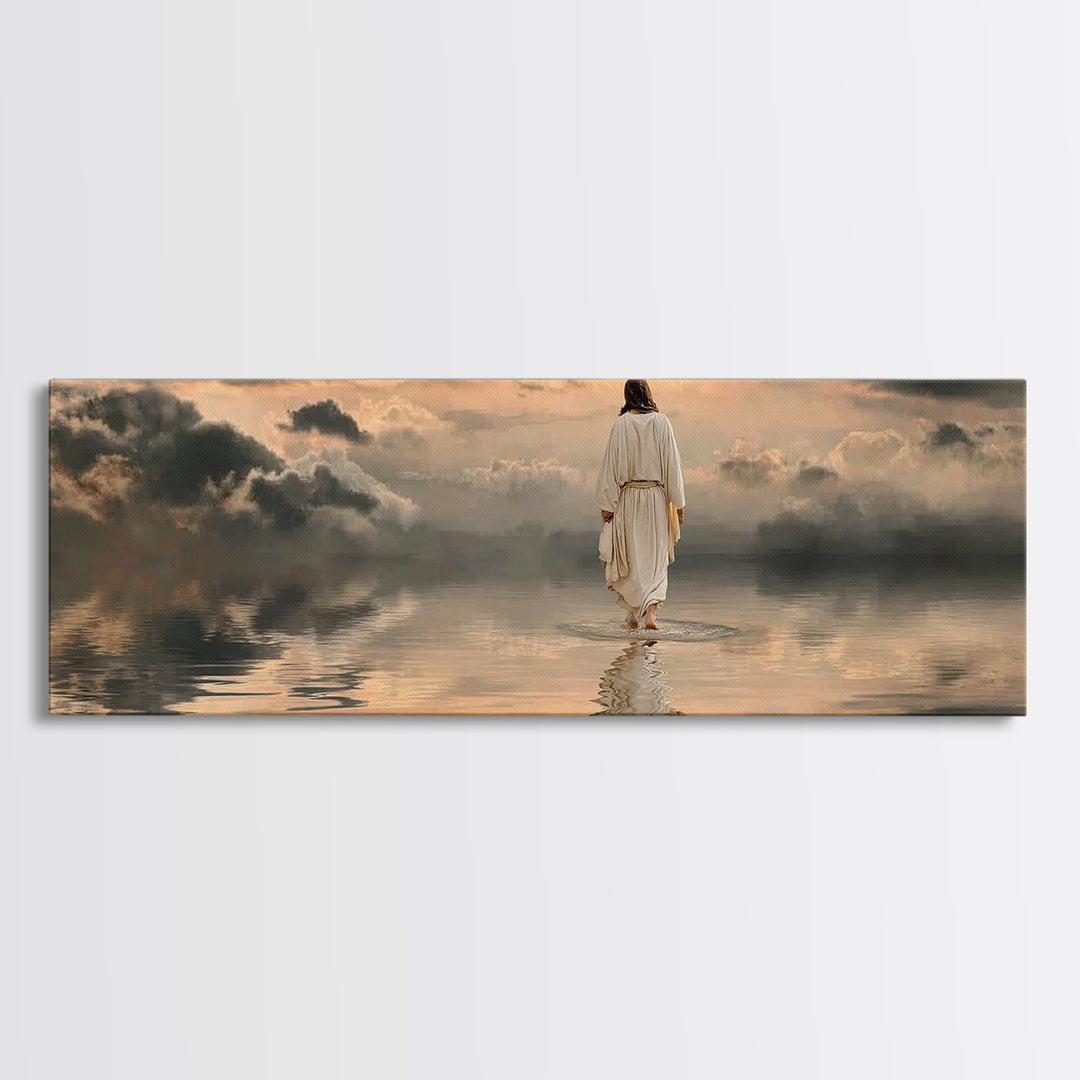 Silent Redeemer | Framed Canvas Print | Panoramic Painting | Christian Wall Art | Jesus Canvas Art | Christian Art Print | Christian Decor