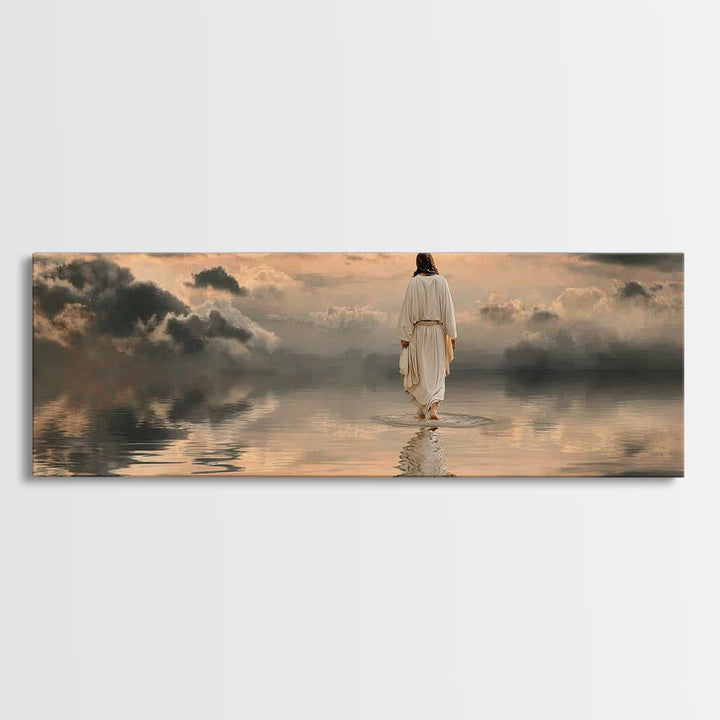 Silent Redeemer | Framed Canvas Print | Panoramic Painting | Christian Wall Art | Jesus Canvas Art | Christian Art Print | Christian Decor