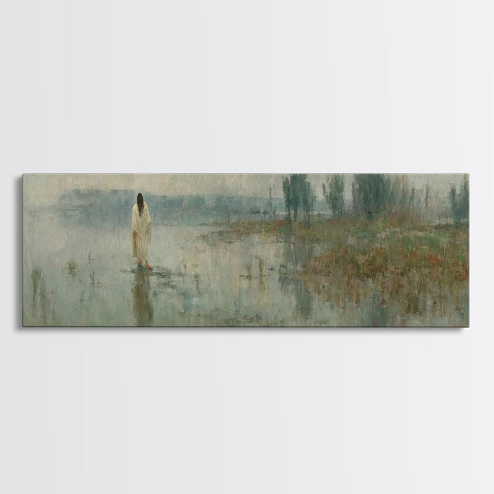 Divine Reflection – Framed Canvas Print – Extra Wide Art – Christian Art Print – Jesus Canvas Art – Christian Gift – Christmas Wall Art