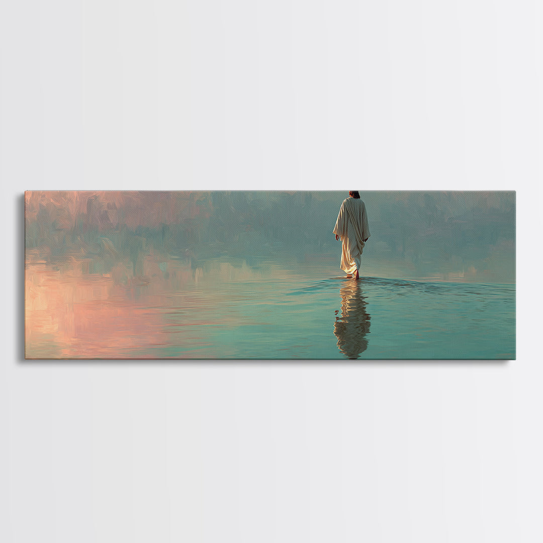 Waves Of Mercy – Framed Canvas Print – Panoramic Art – Christian Wall Art – Jesus Painting – Christian Art Canvas – Christian Decor