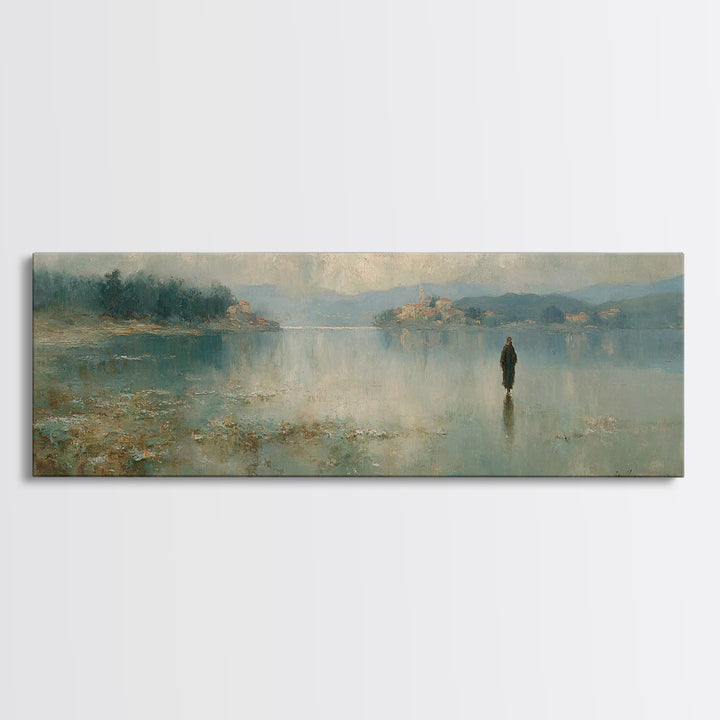 Sacred Stillness | Framed Canvas Print | Panoramic Art | Christian Art Canvas | Jesus Painting | Christmas Art | Christian Wall Art