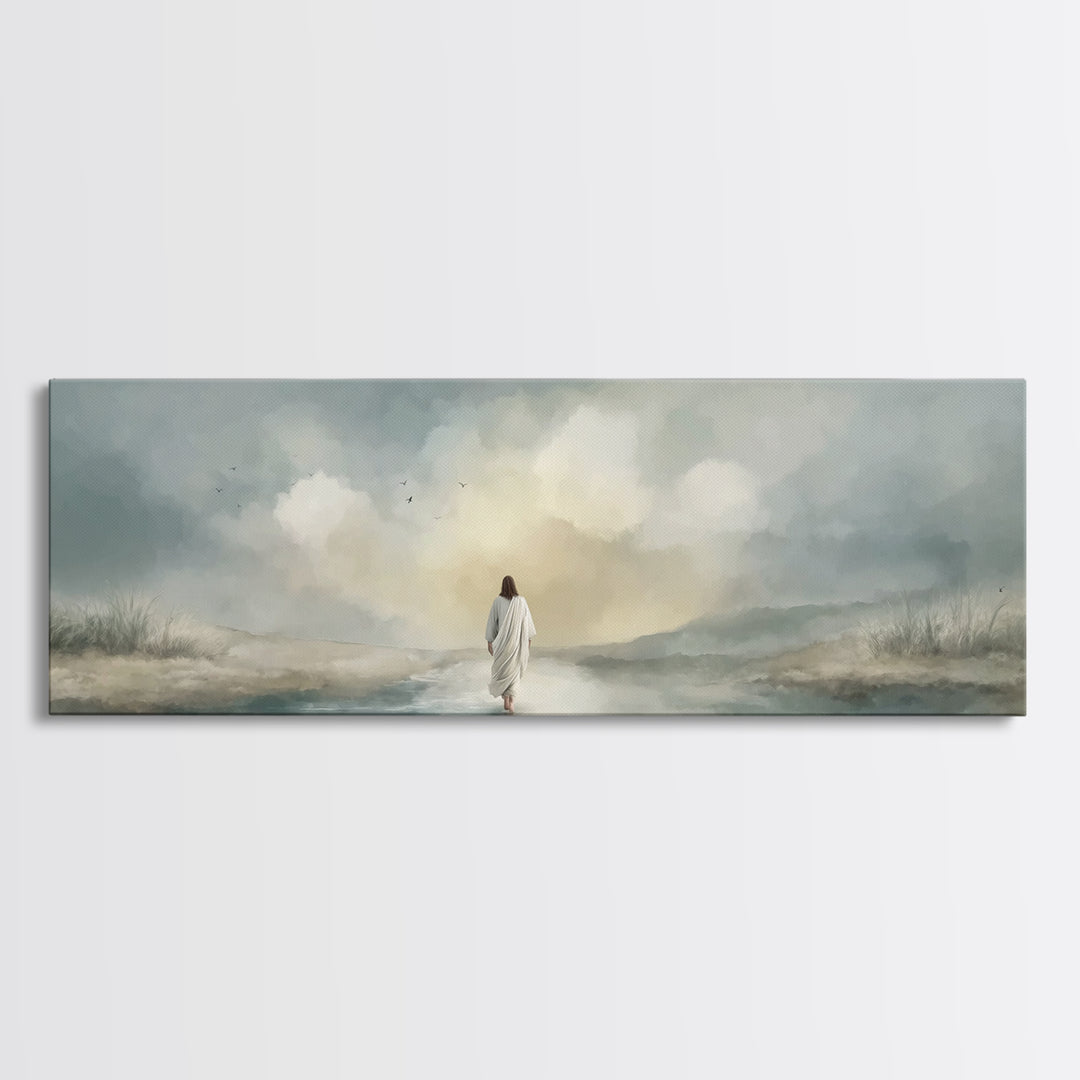 Evening Refuge – Framed Canvas Print – Panoramic Painting – Christian Art Print – Jesus Canvas Art – Christian Gift – Christmas Wall Art