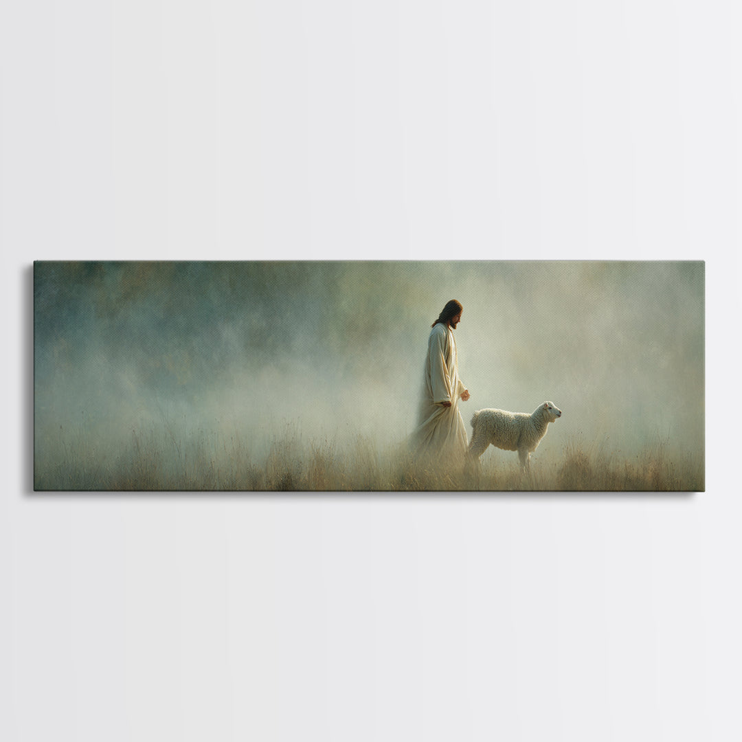 Shepherd’s Path | Framed Canvas Print | Panoramic Art | Christian Decoration | Jesus Canvas Art | Christian Wall Art | Christian Art