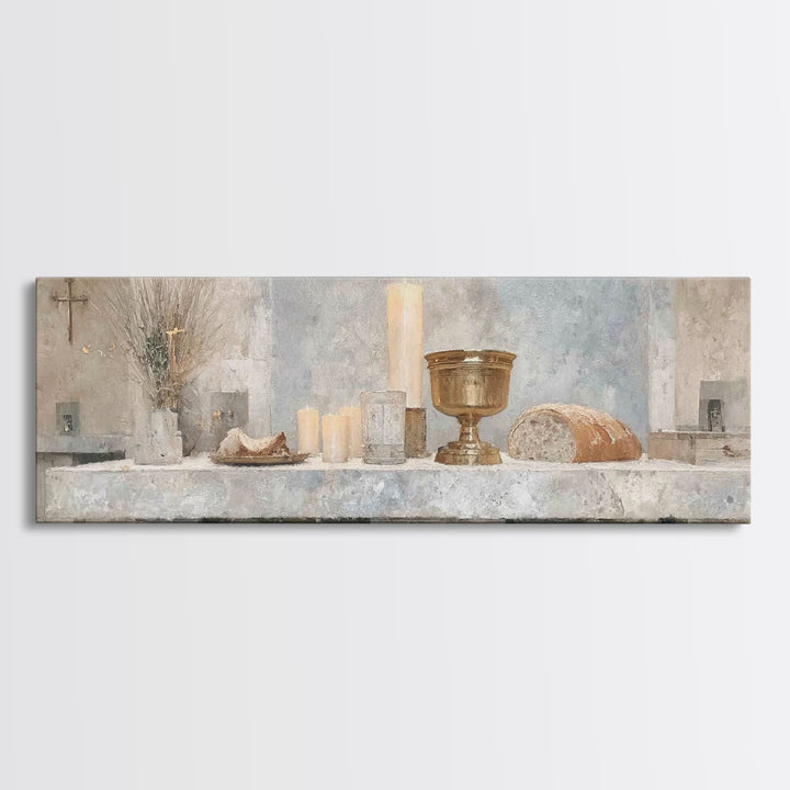 Quiet Altar Grace – Framed Canvas Print – Panoramic Frame – Christian Wall Art – Christian Art Canvas – Subtle Christian Art – Christian De
