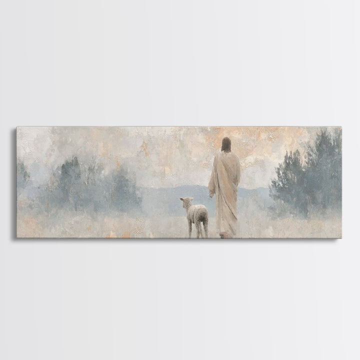 Heavenly Calm | Framed Canvas Print | Panoramic Wall Art | Christian Art Print | Jesus Canvas Art | Christian Christmas Art | Modern Christ