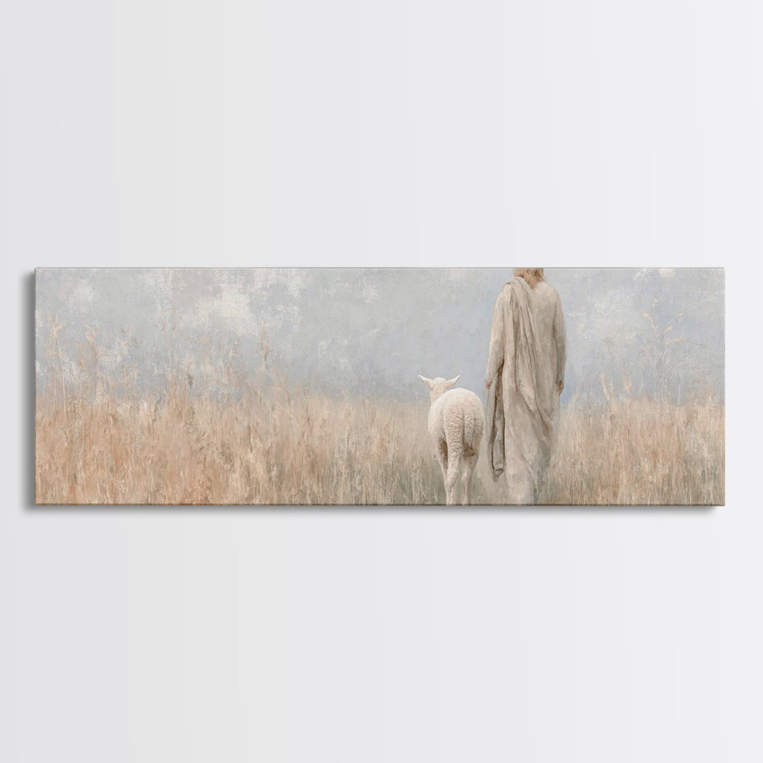 Fields Of Mercy | Framed Canvas Print | Panoramic Art | Christian Art Canvas | Large Jesus Painting | Christmas Wall Art | Christian Decor