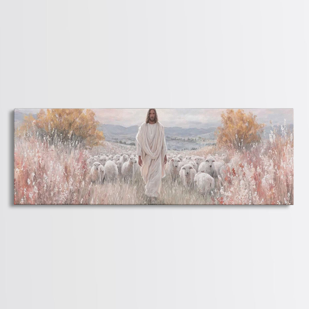 Radiant Shepherd Promise – Framed Canvas Print – Panoramic Art – Christian Wall Art – Jesus Art Print – Christian Canvas Art – Christmas Ar