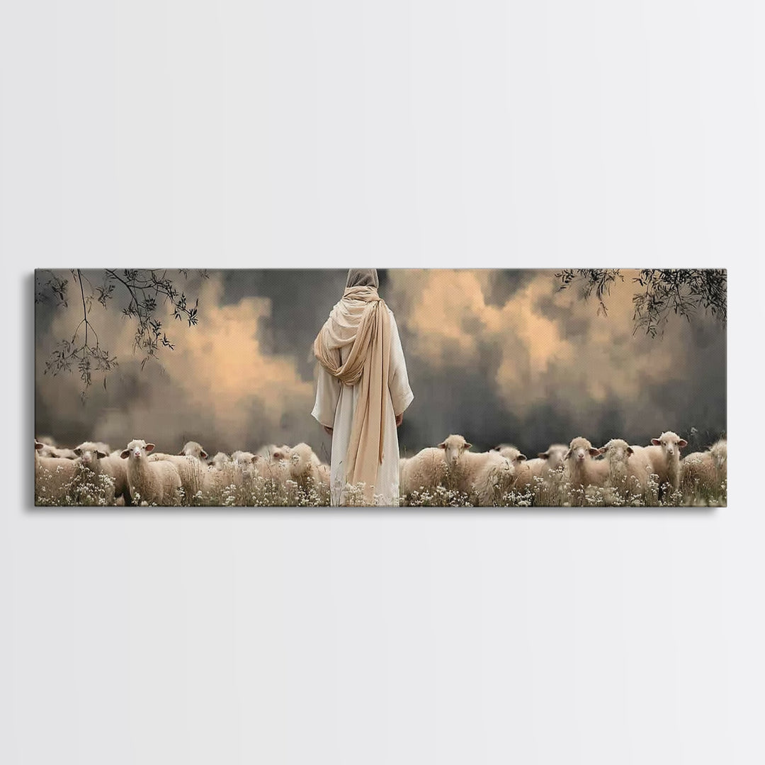 Still Waters Glory – Framed Canvas Print – Panoramic Wall Art – Christian Art Canvas – Jesus Art Print – Moody Christmas Art – Christian De