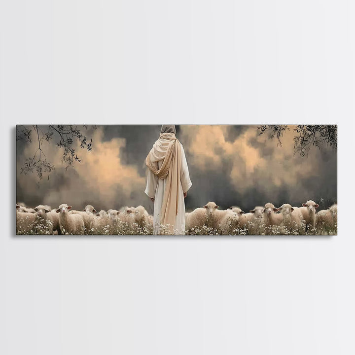 Still Waters Glory – Framed Canvas Print – Panoramic Wall Art – Christian Art Canvas – Jesus Art Print – Moody Christmas Art – Christian De